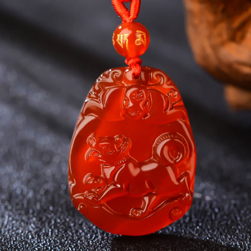 Red Agate Chinese Zodiac Necklace | Calm & Confidence