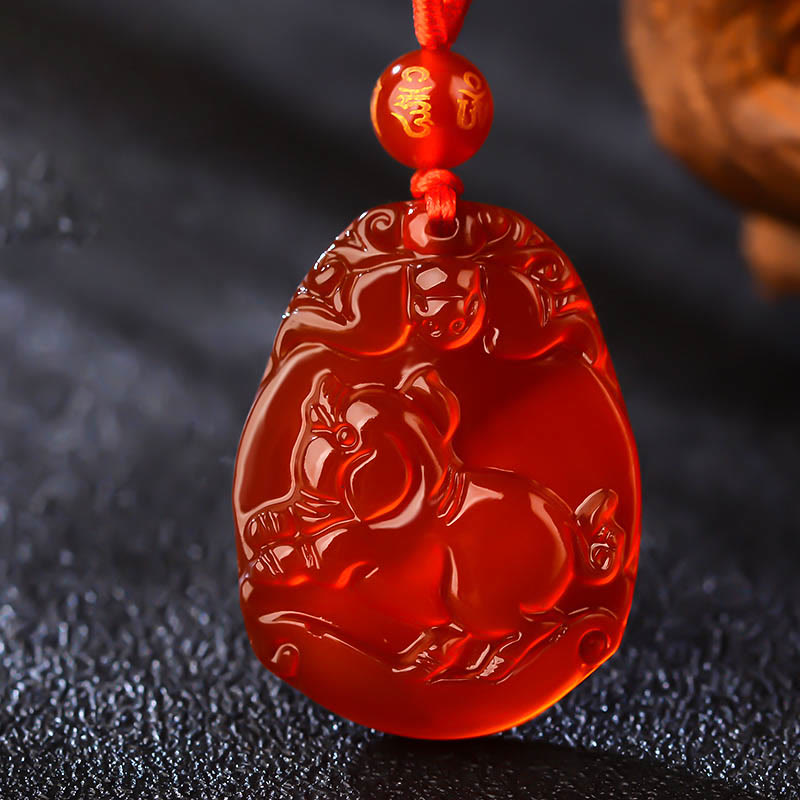 Red Agate Chinese Zodiac Necklace | Calm & Confidence