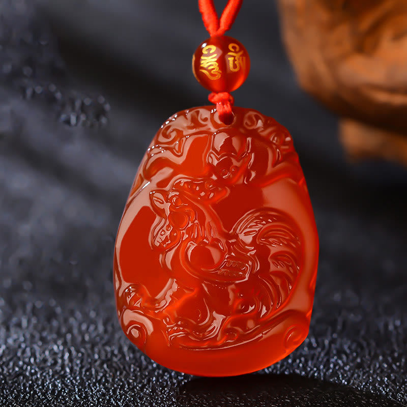 Red Agate Chinese Zodiac Necklace | Calm & Confidence