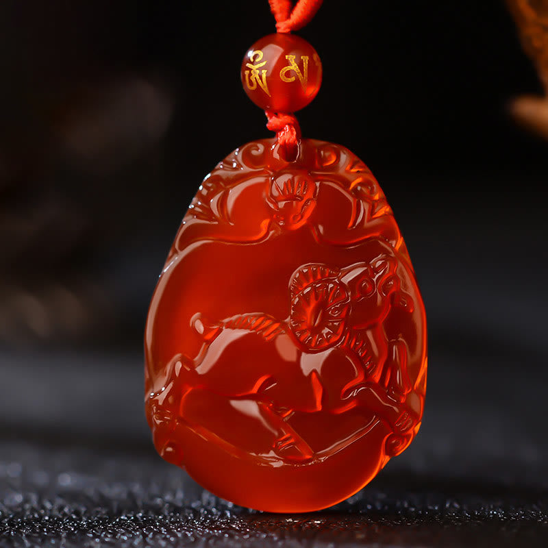 Red Agate Chinese Zodiac Necklace | Calm & Confidence