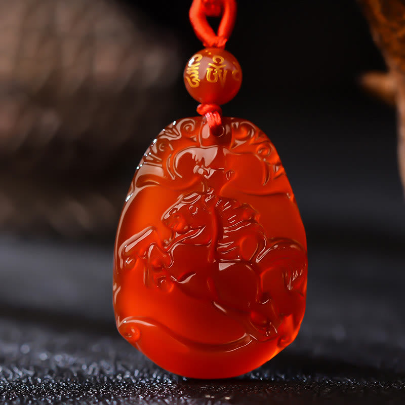 Red Agate Chinese Zodiac Necklace | Calm & Confidence