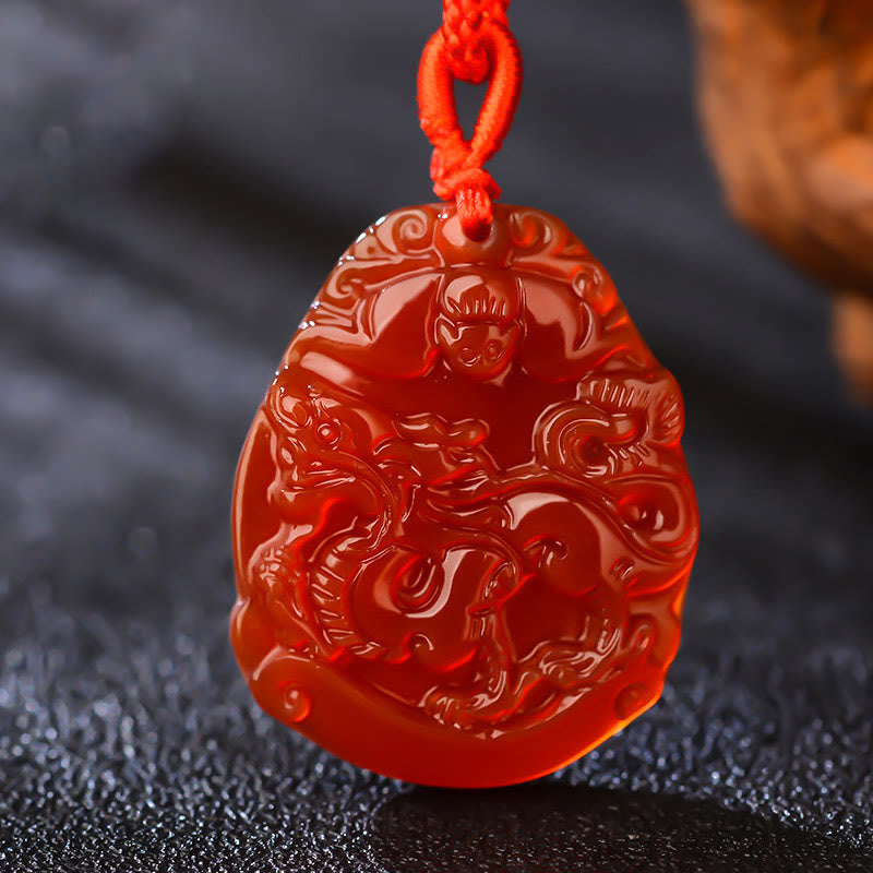 Red Agate Chinese Zodiac Necklace | Calm & Confidence