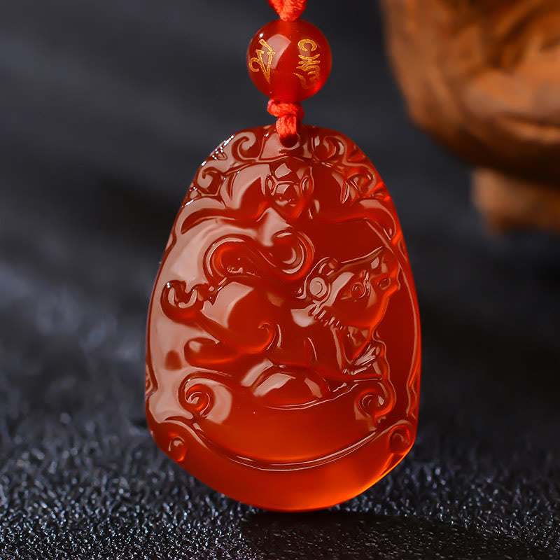 Red Agate Chinese Zodiac Necklace | Calm & Confidence