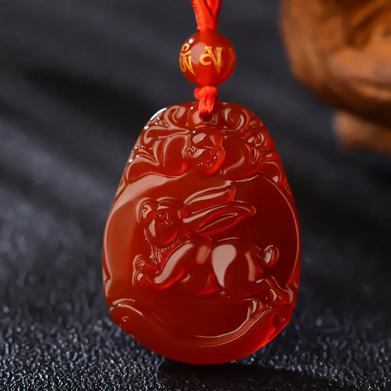 Red Agate Chinese Zodiac Necklace | Calm & Confidence