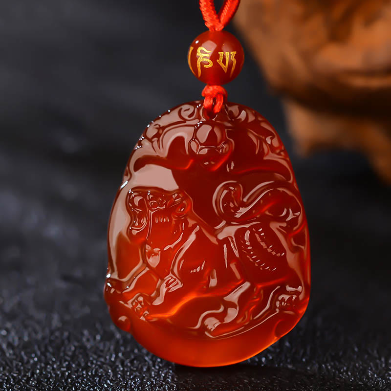 Red Agate Chinese Zodiac Necklace | Calm & Confidence