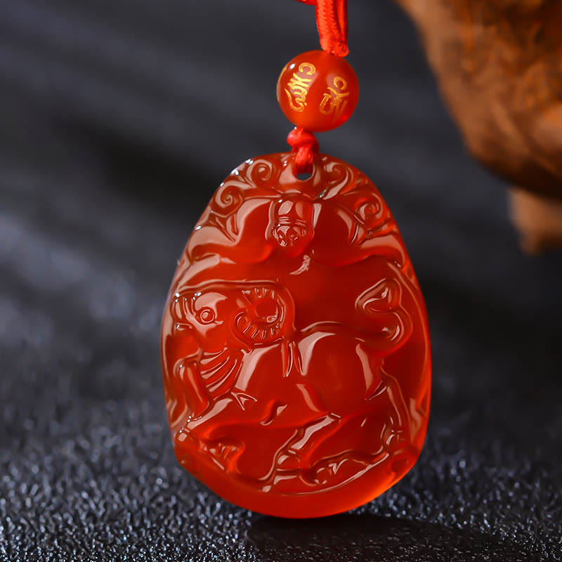 Red Agate Chinese Zodiac Necklace | Calm & Confidence