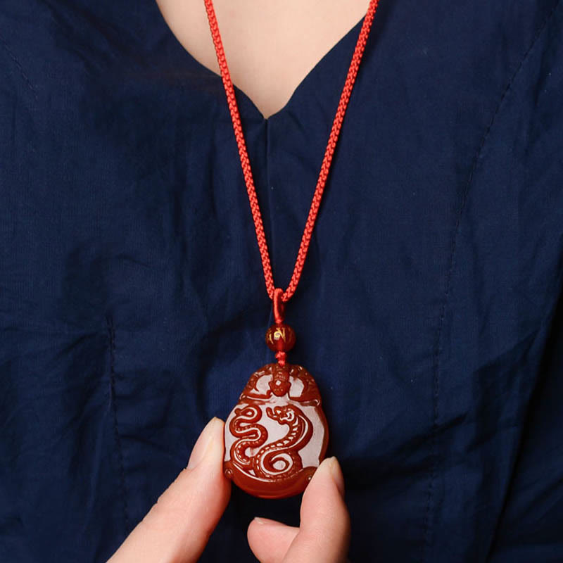 Red Agate Chinese Zodiac Necklace | Calm & Confidence