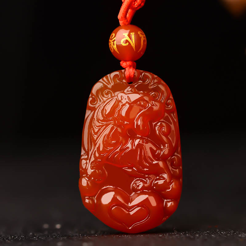 Red Agate Chinese Zodiac Necklace for Luck & Vitality