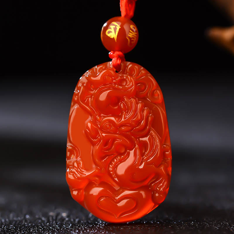 Red Agate Chinese Zodiac Necklace for Luck & Vitality