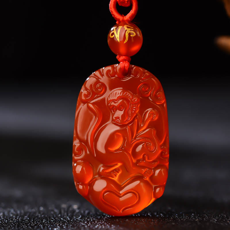 Red Agate Chinese Zodiac Necklace for Luck & Vitality