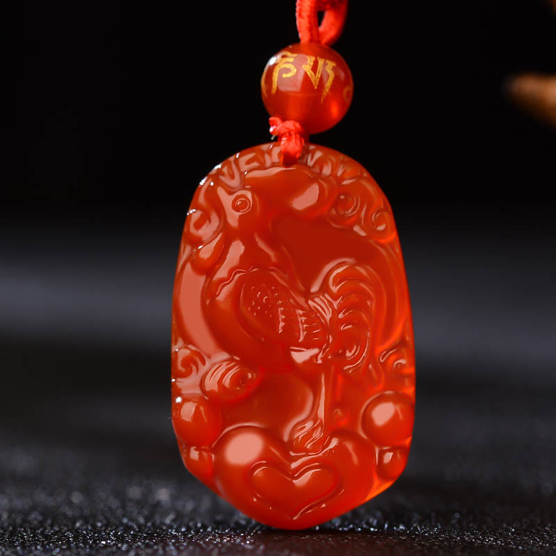Red Agate Chinese Zodiac Necklace for Luck & Vitality