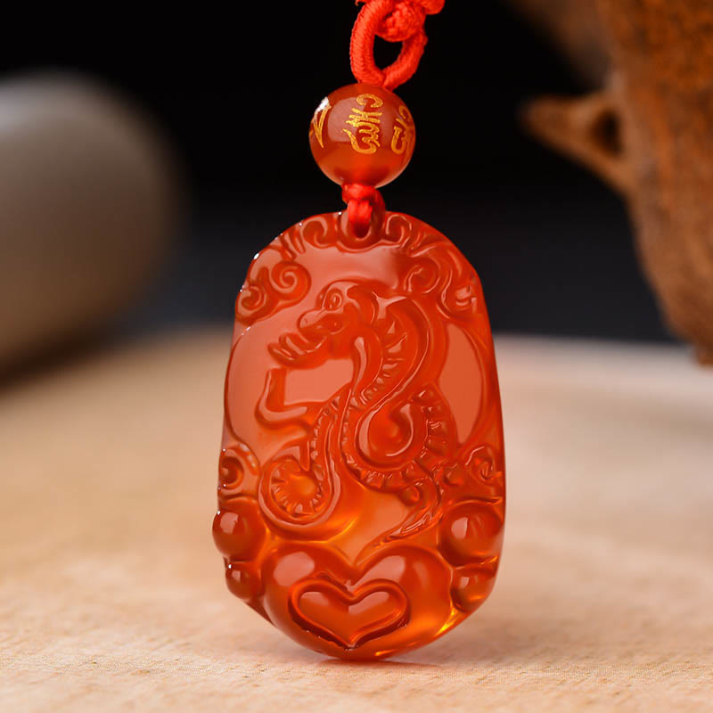 Red Agate Chinese Zodiac Necklace for Luck & Vitality