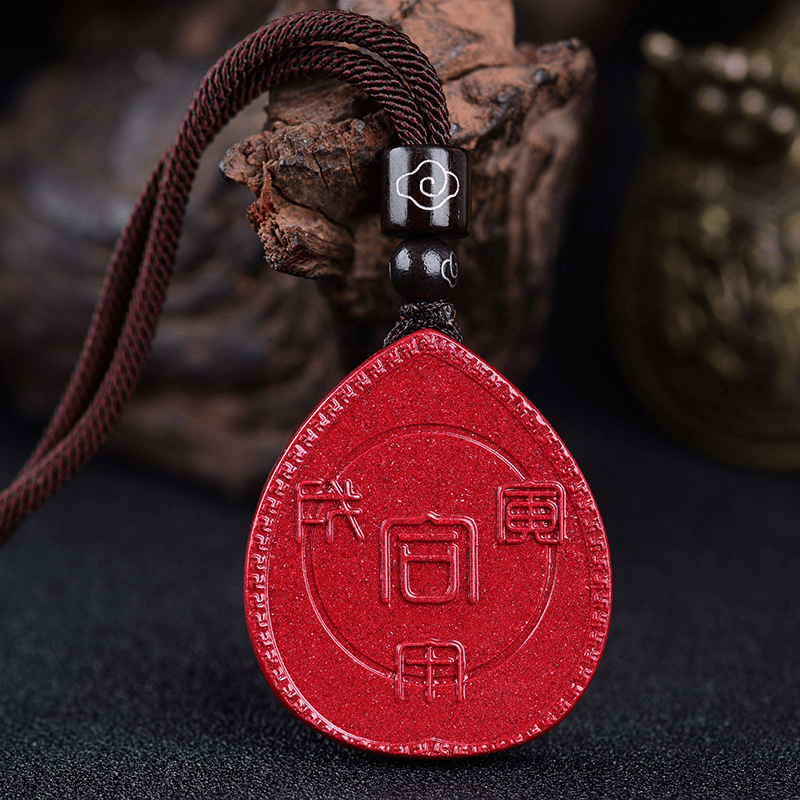 Cinnabar Chinese Zodiac Necklace with Blessing Pendant