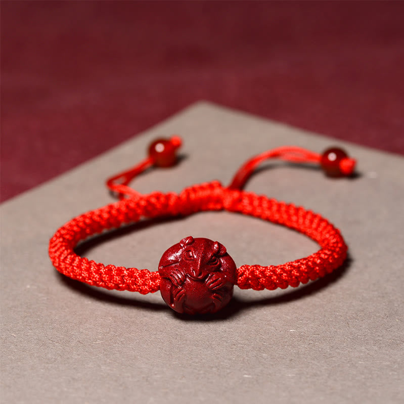 Red String Chinese Zodiac Cinnabar Bracelet for Protection
