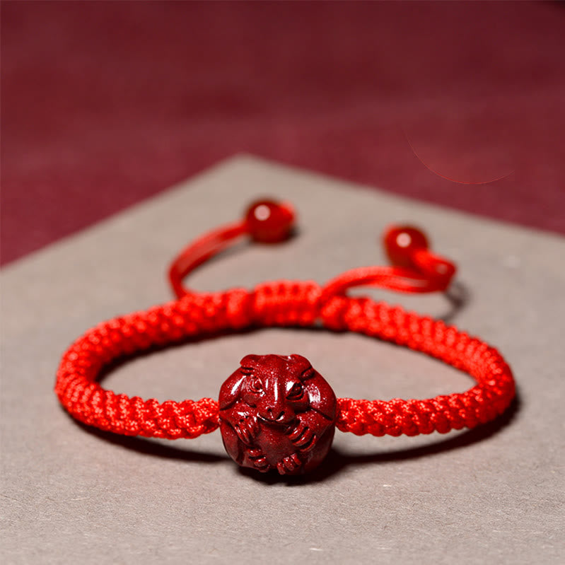 Red String Chinese Zodiac Cinnabar Bracelet for Protection