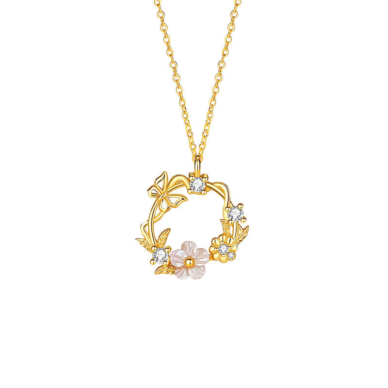 Sterling Silver Butterfly Shell Blessing Necklace