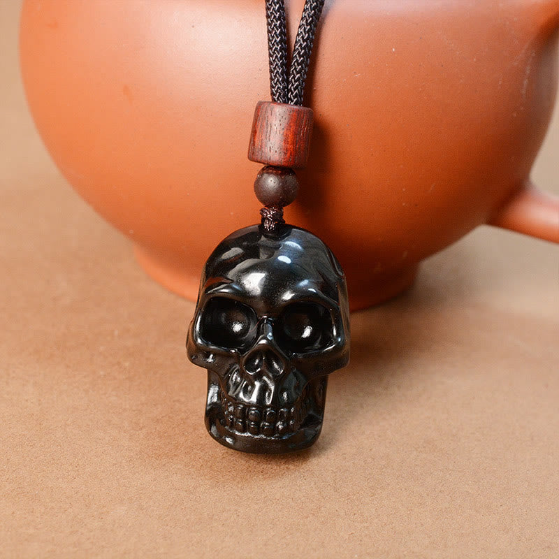 Black Obsidian Skeleton Necklace for Fulfillment & Transformation