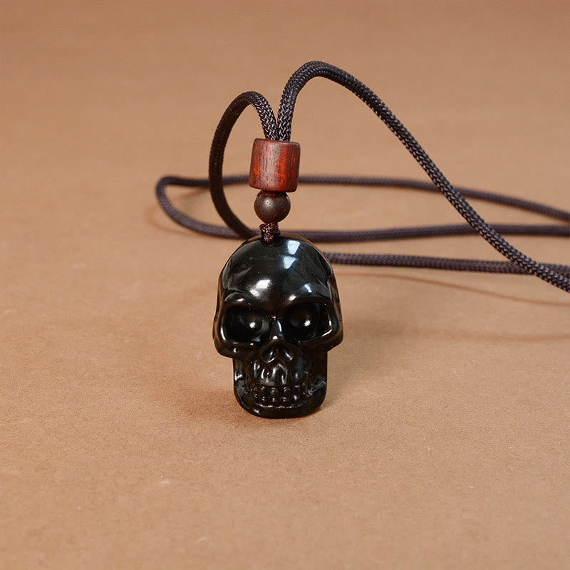 Black Obsidian Skeleton Necklace for Fulfillment & Transformation