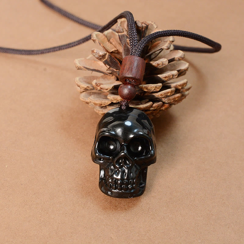 Black Obsidian Skeleton Necklace for Fulfillment & Transformation