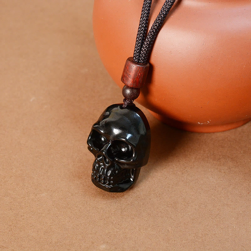 Black Obsidian Skeleton Necklace for Fulfillment & Transformation