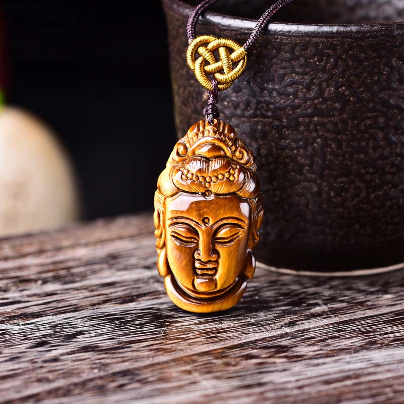 Tiger Eye Avalokitesvara Strength Necklace 6mm Beads
