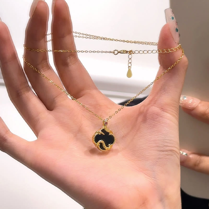 925 Sterling Silver Red Agate Snake Year Blessing Necklace