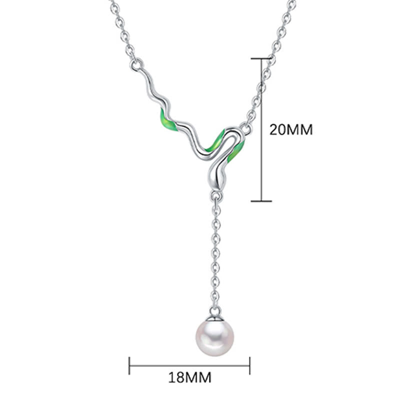 925 Sterling Silver Pearl Necklace Pendant Year of Snake Harmony