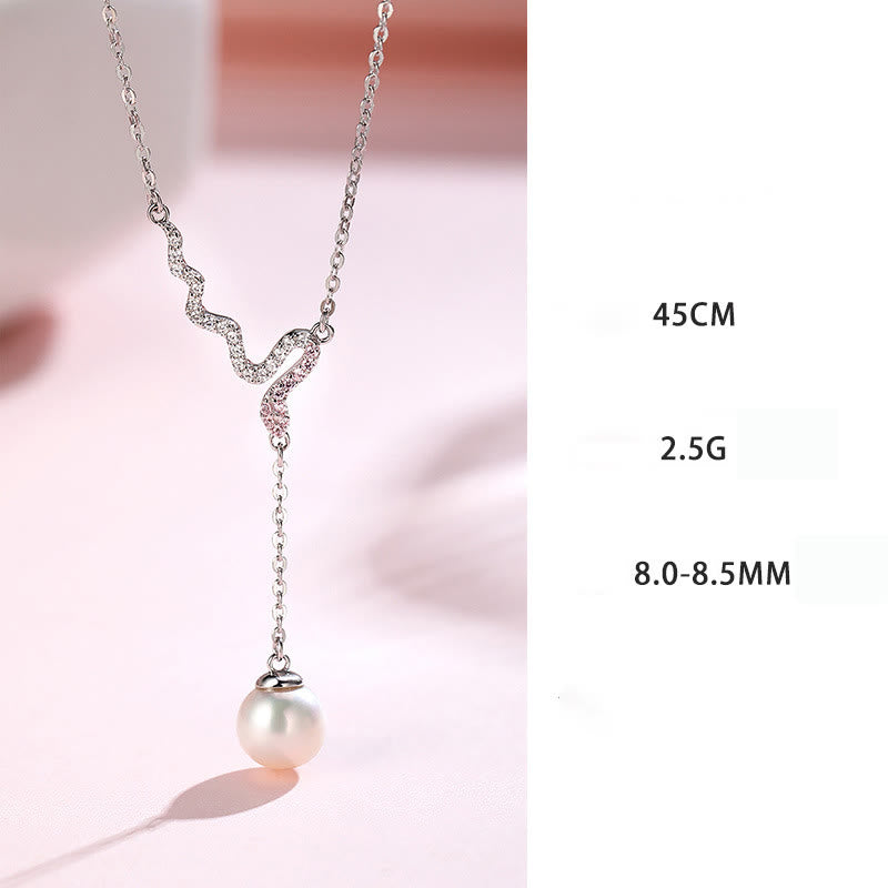 925 Sterling Silver Pearl Necklace Pendant Year of Snake Harmony