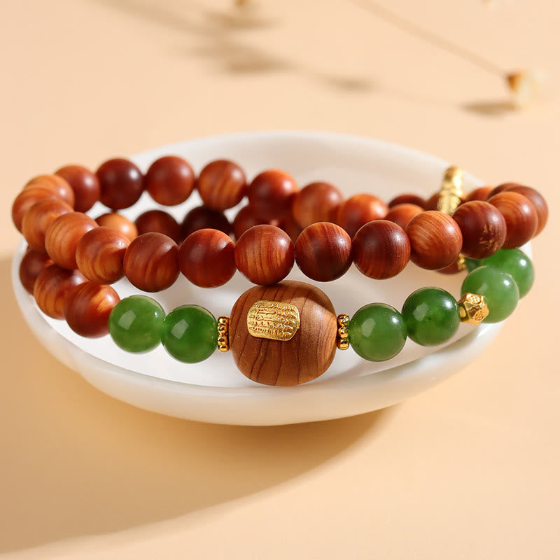 8mm Thuja Sutchuenensis Green Chalcedony Prosperity Bracelet