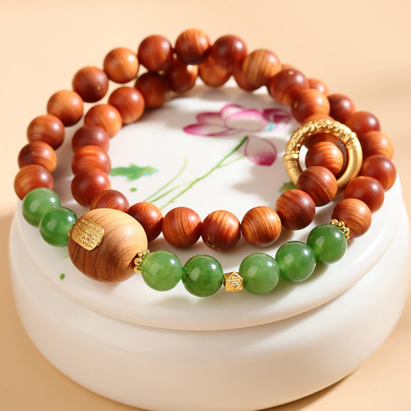 8mm Thuja Sutchuenensis Green Chalcedony Prosperity Bracelet