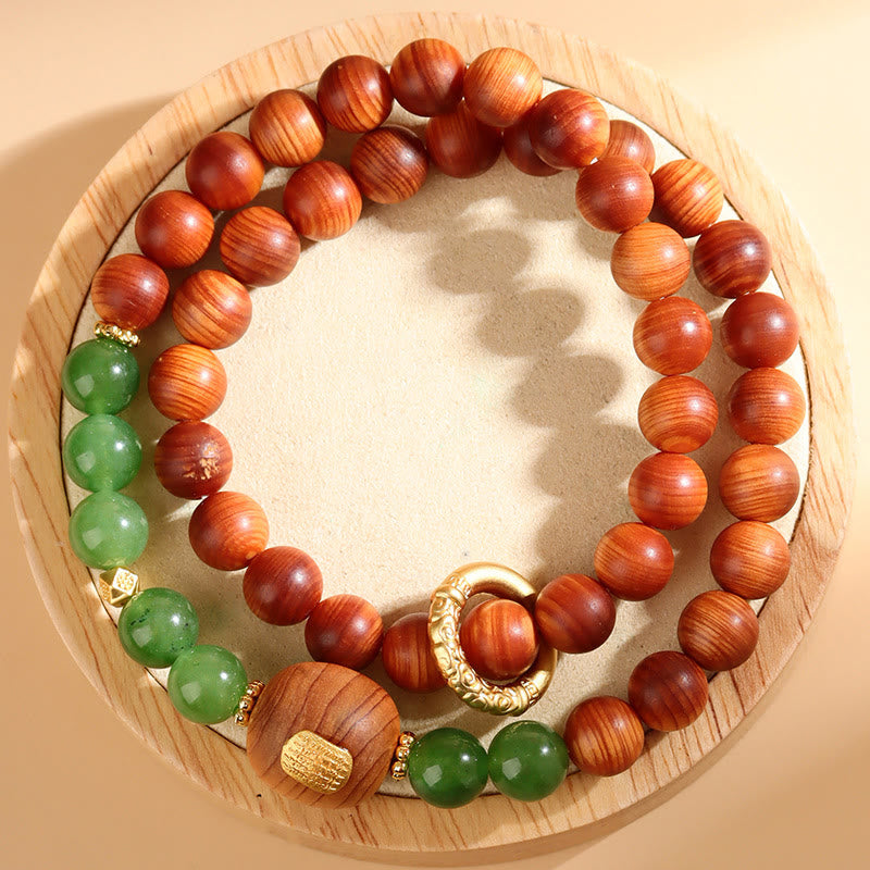 8mm Thuja Sutchuenensis Green Chalcedony Prosperity Bracelet