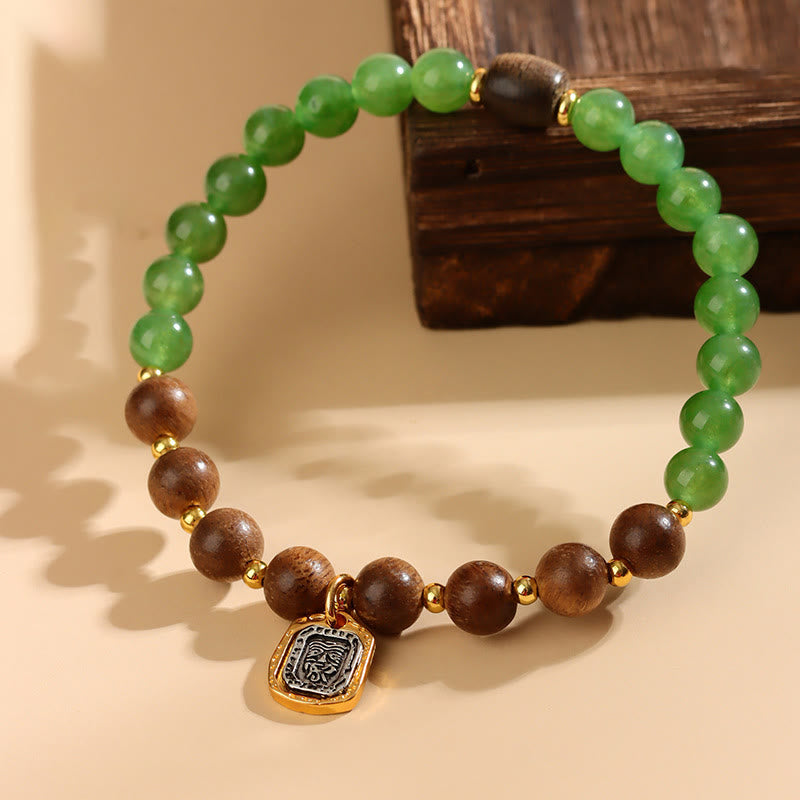 7mm Agarwood Green Chalcedony Zakiram Wealth Bracelet