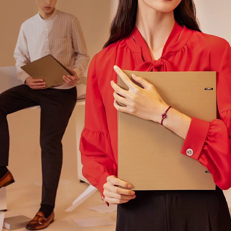 Cinnabar Peace Buckle Bracelet with Braided String for Protection