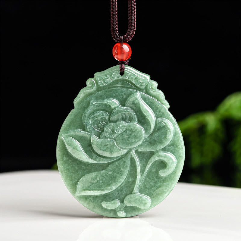 Round Jade Lotus Necklace | Abundance & Prosperity Talisman