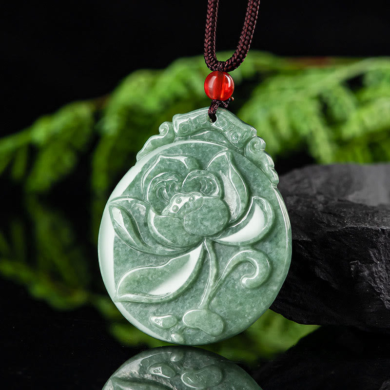 Round Jade Lotus Necklace | Abundance & Prosperity Talisman