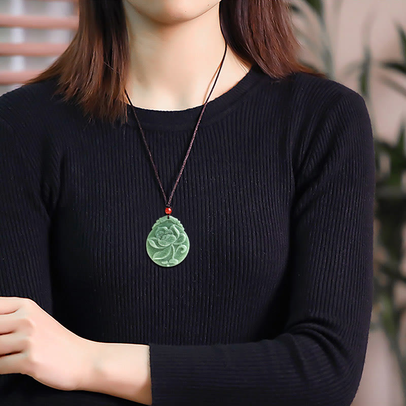 Round Jade Lotus Necklace | Abundance & Prosperity Talisman