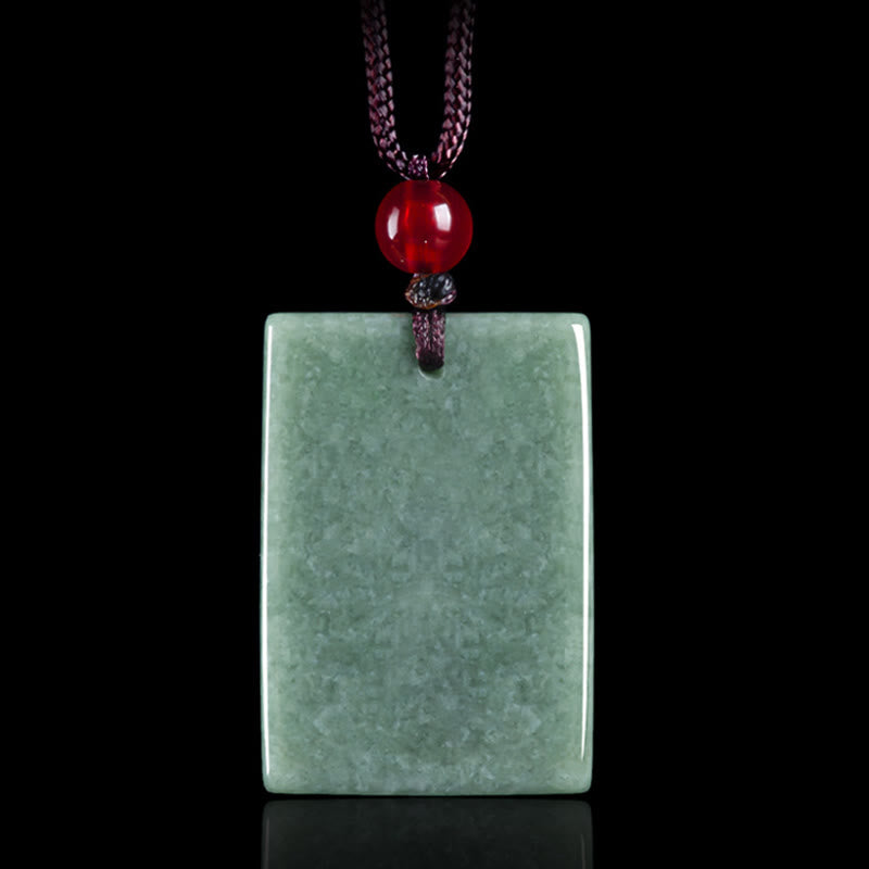 Square Jade Buddha Necklace for Prosperity and Spiritual Balance