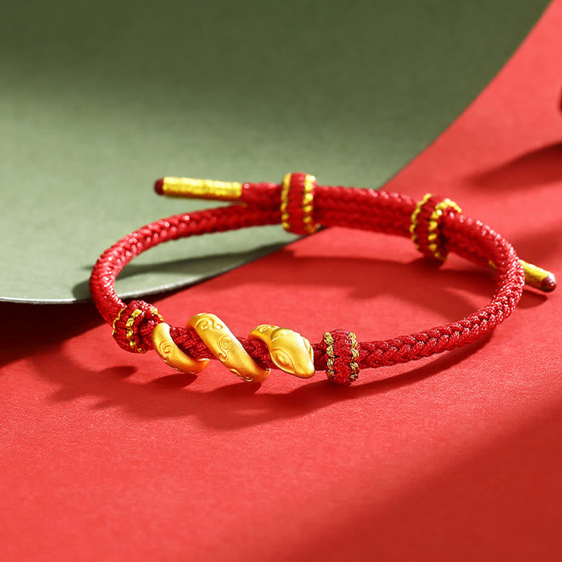 999 Gold & Red String Snake Protection Bracelet