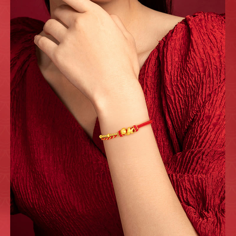 999 Gold Snake Red String Luck Bracelet