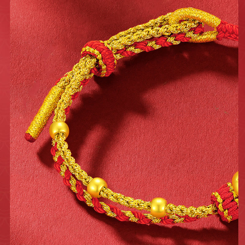 999 Gold Snake Red String Luck Bracelet