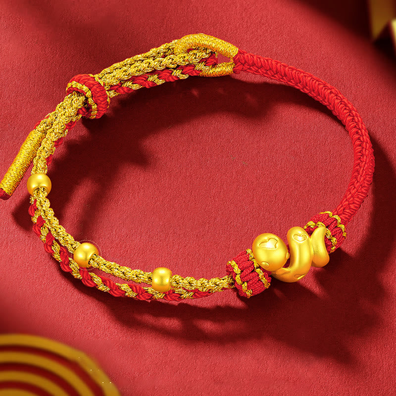 999 Gold Snake Red String Luck Bracelet
