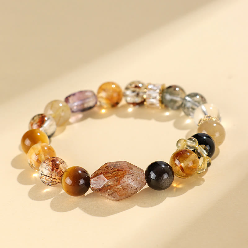 10mm Super Seven Crystal Tiger Eye Healing Bracelet