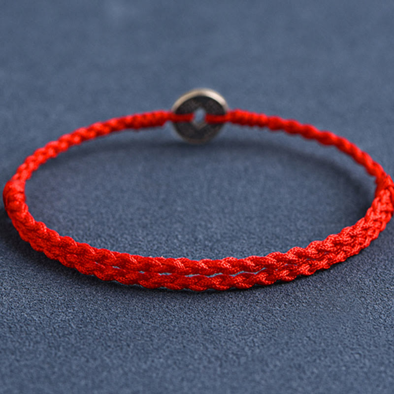 Red String Five Emperor Coins Protection Bracelet 925 Silver