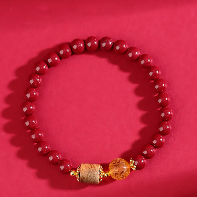 8mm Cinnabar Amber Agarwood Blessing Bracelet