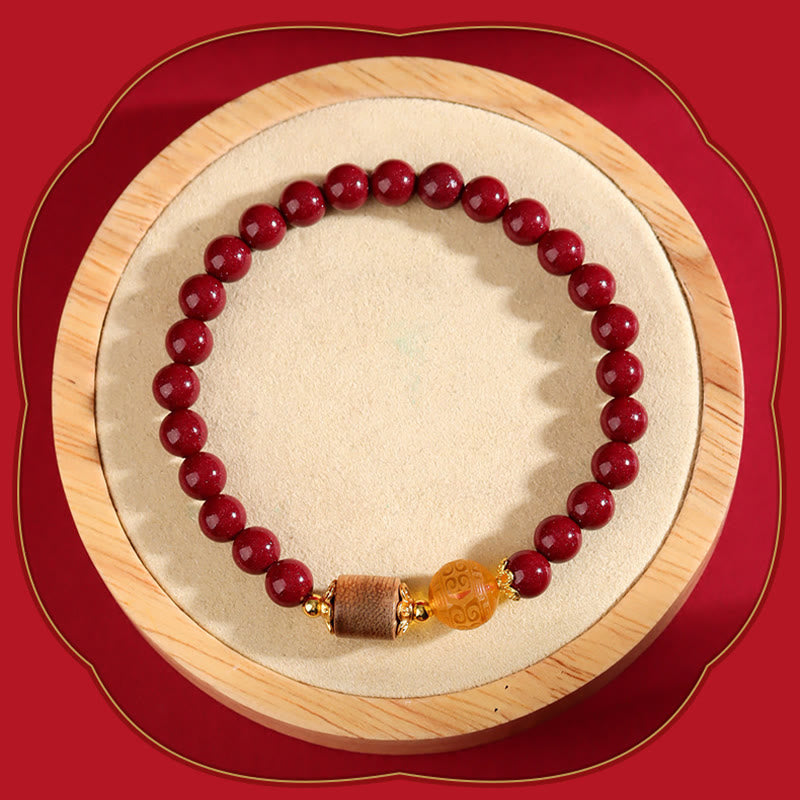 8mm Cinnabar Amber Agarwood Blessing Bracelet