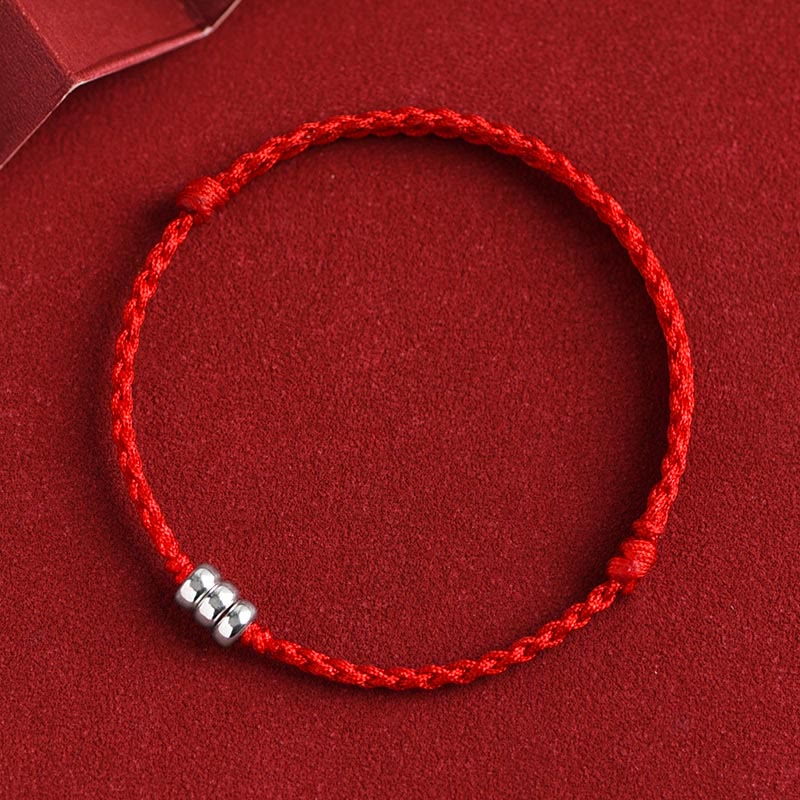 925 Sterling Silver Red String Protection Bracelet Anklet