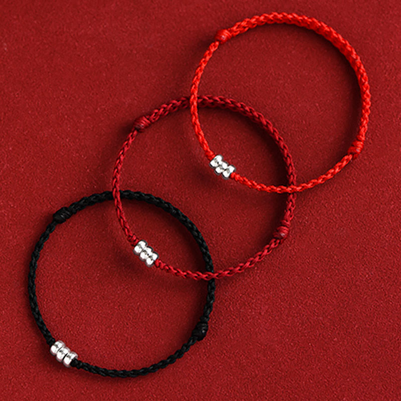 925 Sterling Silver Red String Protection Bracelet Anklet