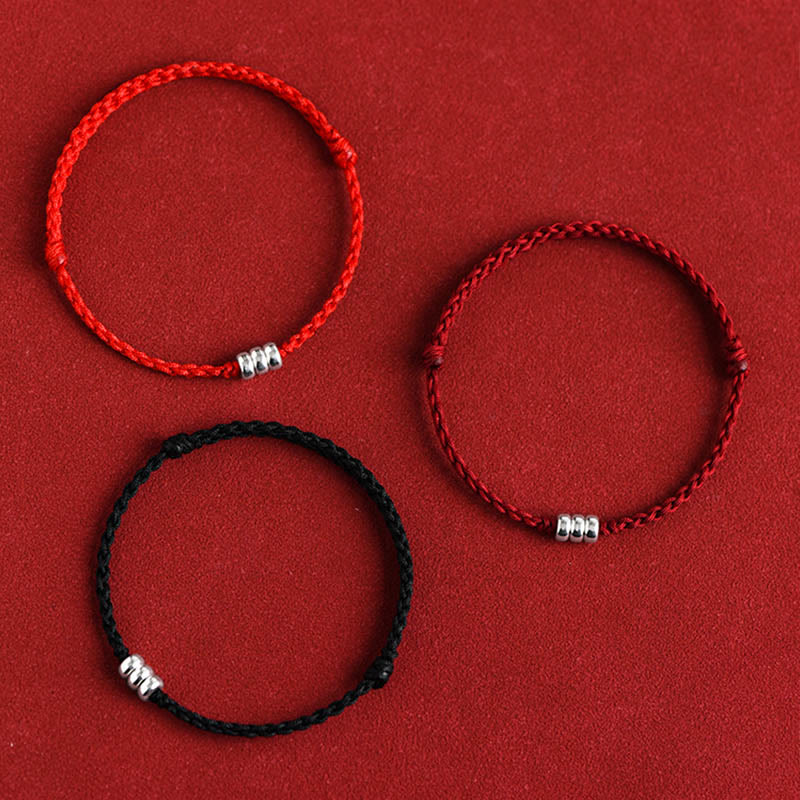 925 Sterling Silver Red String Protection Bracelet Anklet