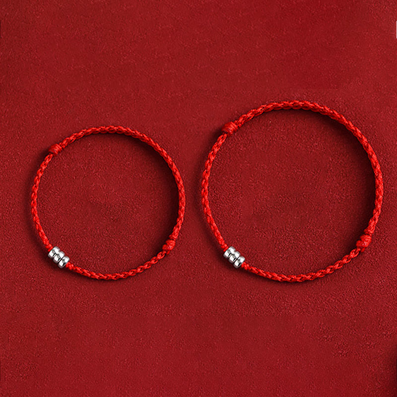 925 Sterling Silver Red String Protection Bracelet Anklet