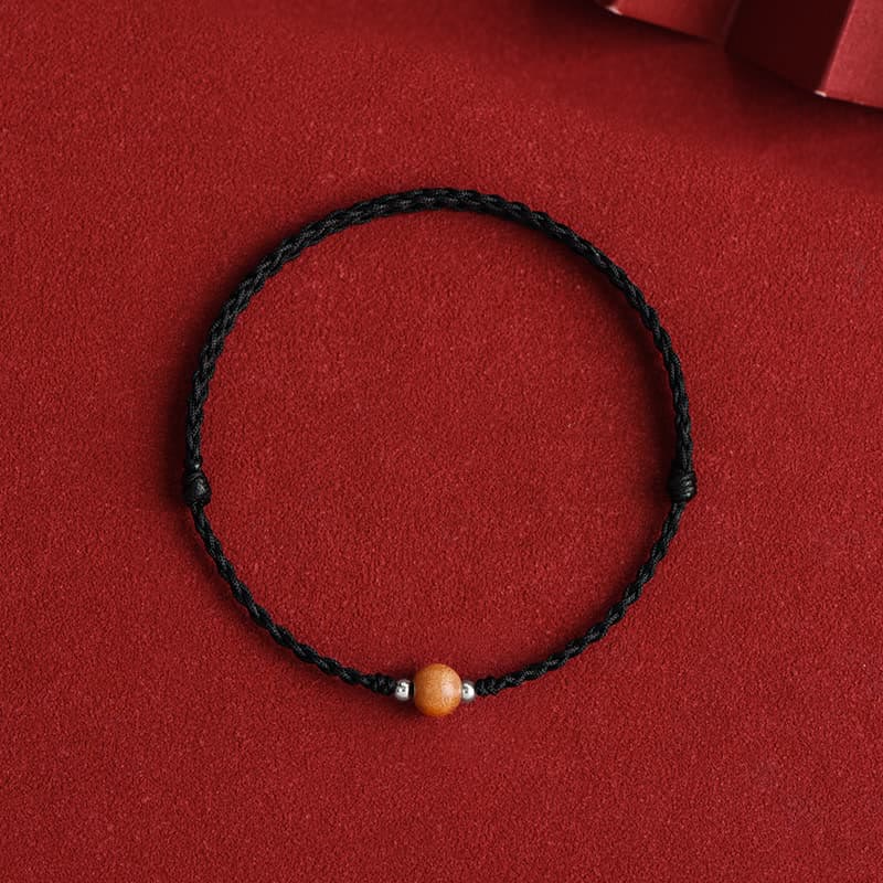 6mm Peach Wood Red String Protection Bracelet